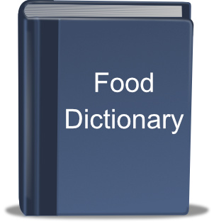 A book with the phrase "Food Dictionary" written on it.